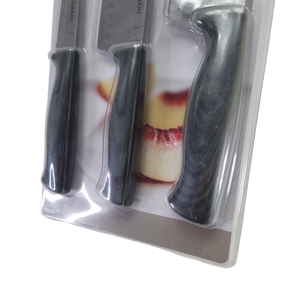 Farberware Set Of 3 Chef, Santoku & Paring Knives Steinless Steel New - Picture 7 of 8